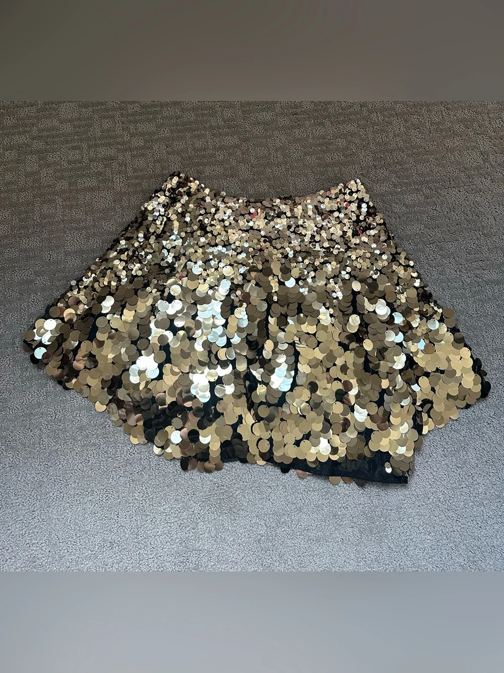 Free People Can’t Get Enough Gold Paillette Sequin Asymmetrical Mini Skirt 6
